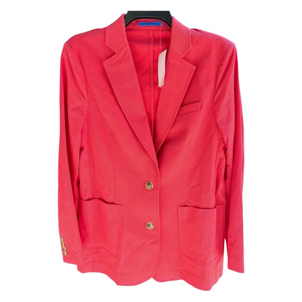 $288 J. McLaughlin Vesta Linen Twill Blazer | Sz 10, Deep Coral Orange NEW - Picture 6 of 8